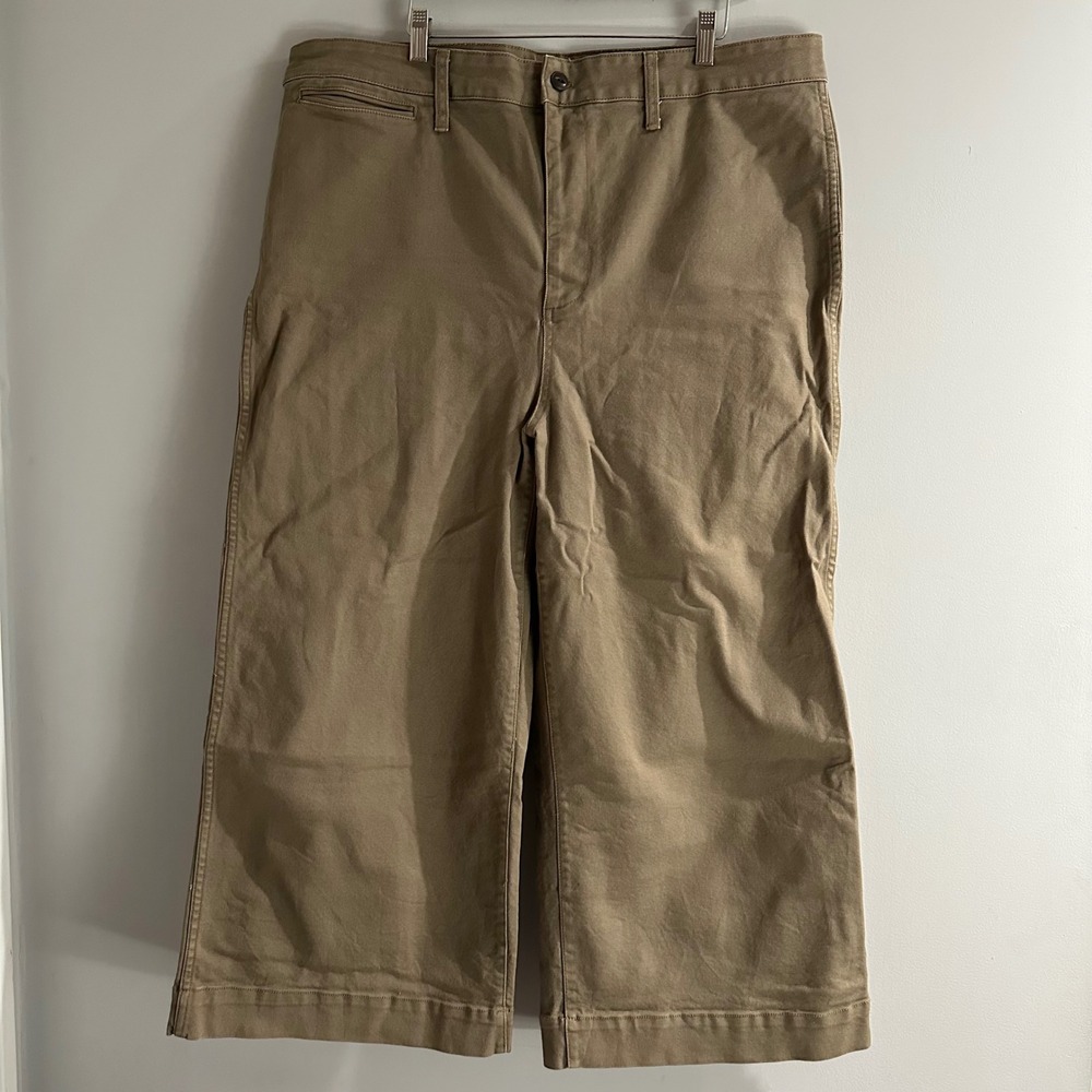 Madewell Emmett Wide Leg Crop Pants Women 35 Khaki Tan High Rise Canvas Utility